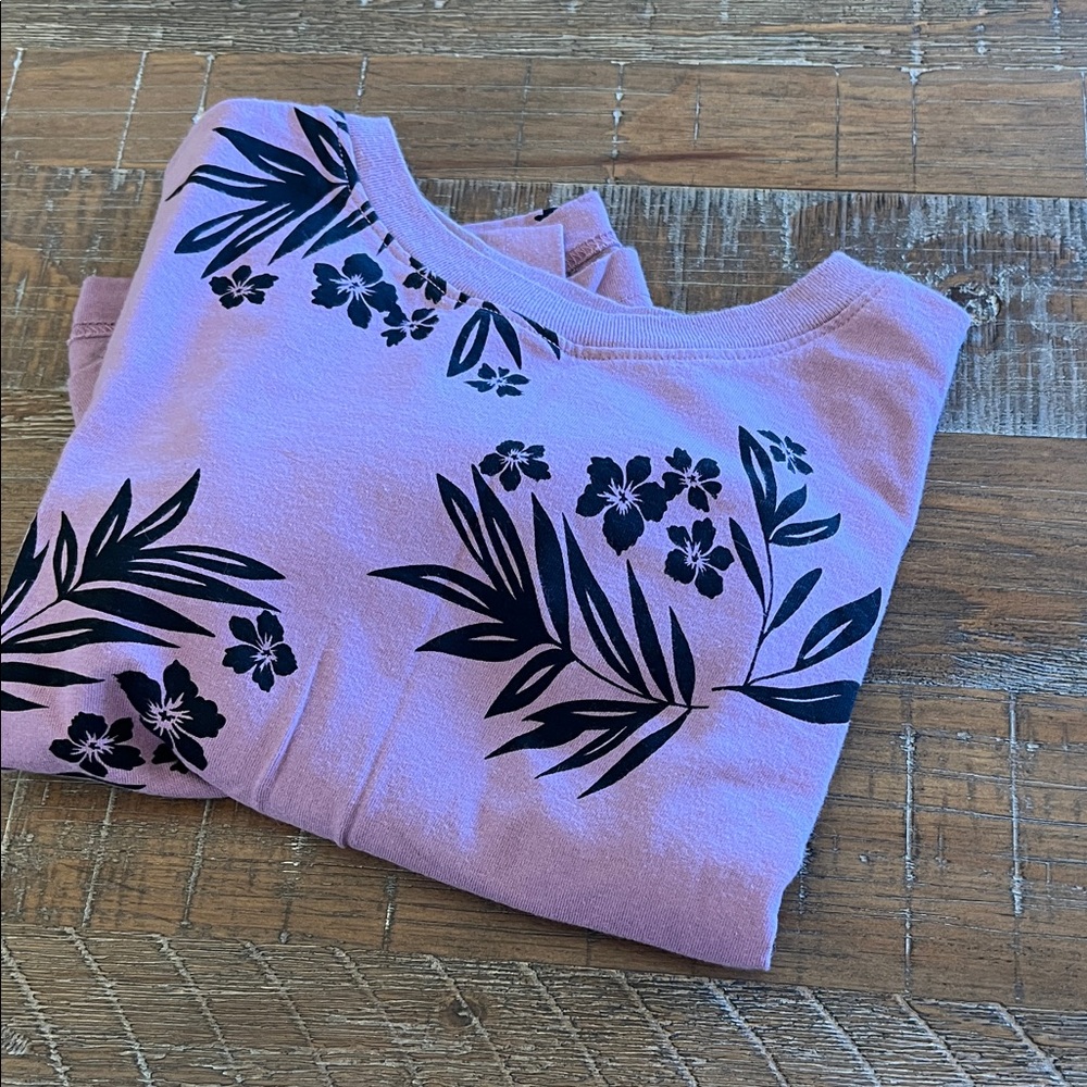 Original Use Lilac Crewneck Sweater with Black Floral Print